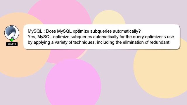 MySQL : Does MySQL optimize subqueries automatically? смотреть онлайн
