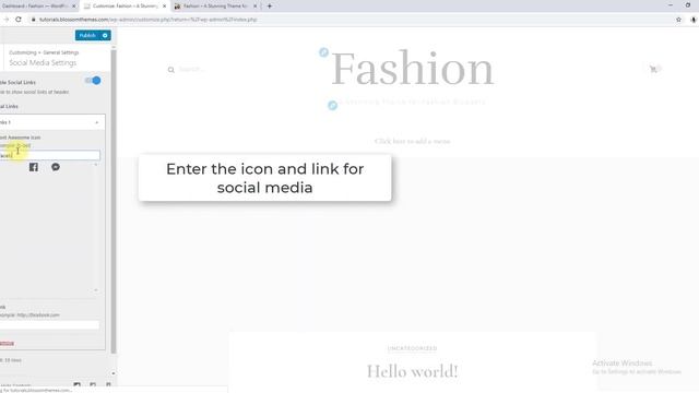 How to Add Social Media Icons in Header | Blossom Fashion WordPress Theme смотреть онлайн