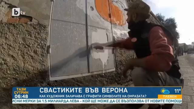Тази сутрин: Художник заличава свастики по стените на Верона с рисунки на храна смотреть онлайн