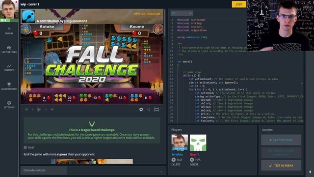 Bot Tournament | CodinGame Fall Challenge 2020 смотреть онлайн