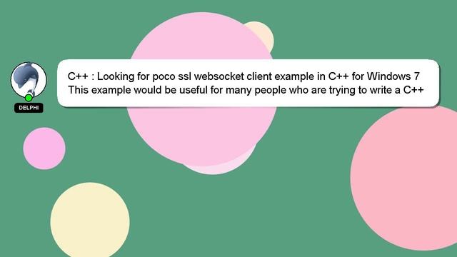C++ : Looking for poco ssl websocket client example in C++ for Windows 7 смотреть онлайн