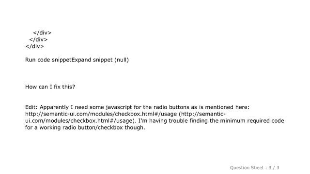 HTML : Semantic UI Radio Buttons do not check when clicking the label смотреть онлайн