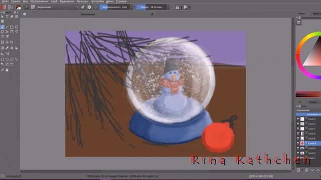 Предновогодний челлендж. День 4. В процессе рисования (speedpaint) смотреть онлайн