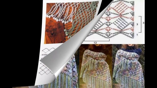 Шарф крючком.Схемы вязания. DIY. смотреть онлайн