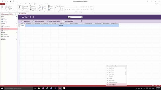 Access 2016 for Beginners Part 8: Using the Status Bar in Microsoft Access 2016 смотреть онлайн