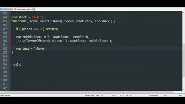 hanoi towers in javascript смотреть онлайн