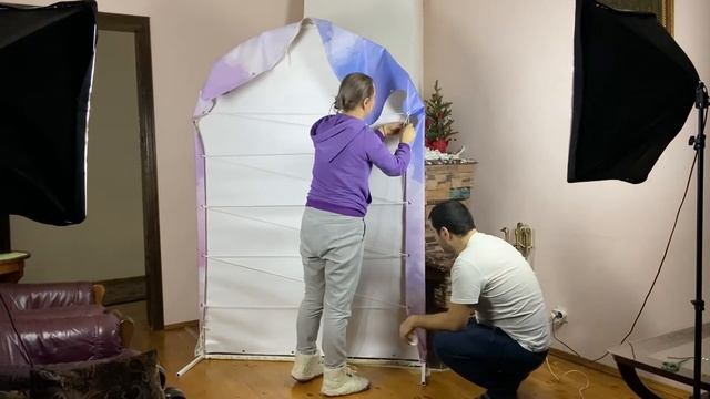 Натягиваем баннер на полукруглый каркас смотреть онлайн