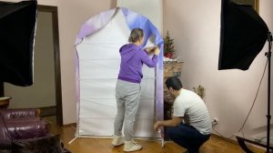 Натягиваем баннер на полукруглый каркас