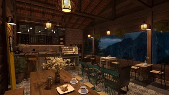 Comfy Coffee Shop with Groovy Jazz Music and Rain Sounds for Relaxation, Study and Work смотреть онлайн