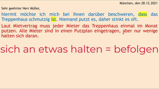 DTZ / B1 | Brief | Treppenhaus ist schmutzig | Brief an den Vermieter | subtitles مترجم #dtz #telc смотреть онлайн
