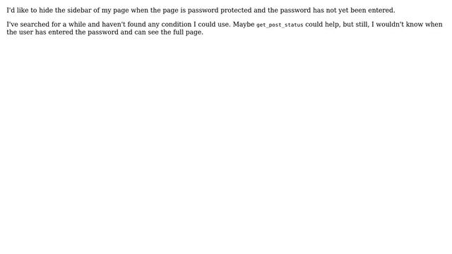 Wordpress: Hide a template part when page is password protected? смотреть онлайн