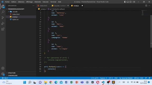 Boucle forEach JavaScript смотреть онлайн