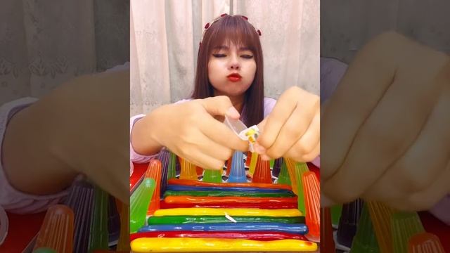 VERY DELICIOUS RAINBOW COLOR FRUIT JELLY TASTE ASMR QUICK EATING MUKBANG SOUND смотреть онлайн