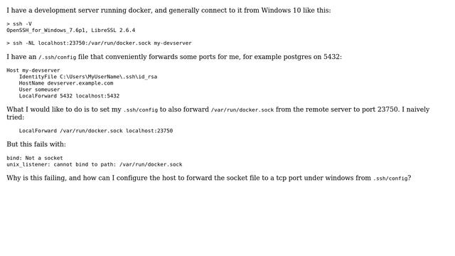 DevOps & SysAdmins: SSH LocalForward a unix socket to a windows tcp port using .ssh/config смотреть онлайн