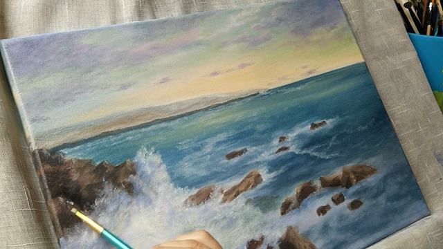 Evening. Part 2 . Step by step painting , in oil / вечер. часть 2. пошагово рисуем морской пейзаж смотреть онлайн