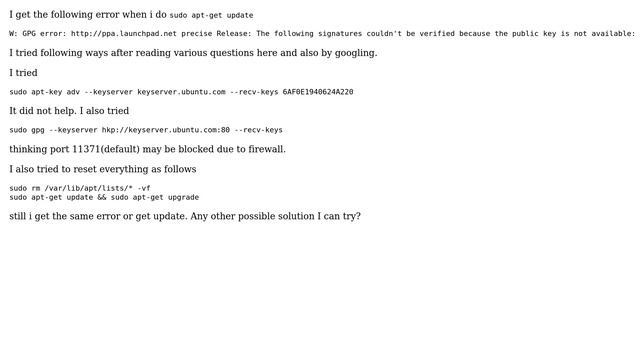 GPG error: http://ppa.launchpad.net precise Release: The following signatures couldn't be... смотреть онлайн