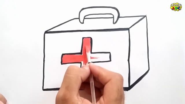 How to draw first aid box| Classes for beginners| Drawing medical box смотреть онлайн