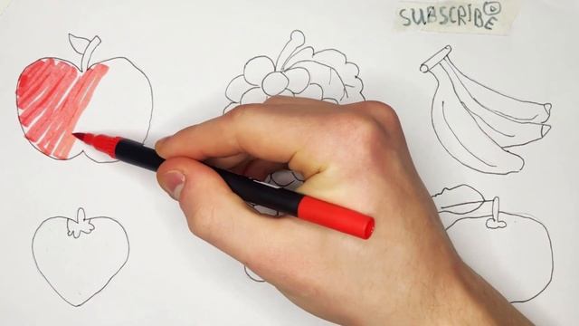 Learn fruits name and coloring|drawing for kids and toddlers|#apple#strawberry#grape#banana#orange смотреть онлайн