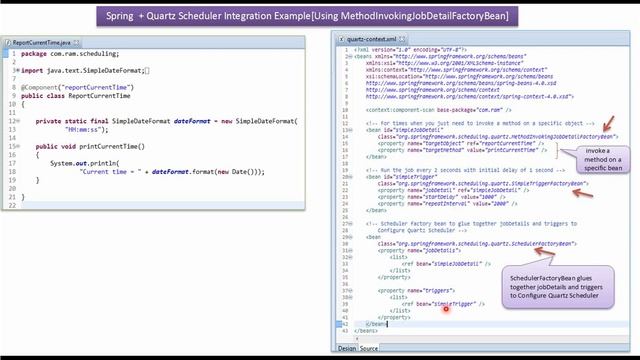 Spring+Quartz Scheduler Integration Example (SimpleTriggerFactoryBean) | Spring Tutorial смотреть онлайн