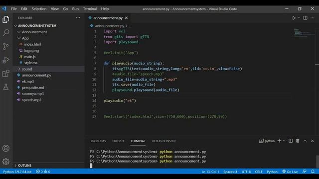Use of gTTS and playsound Library in python file for creating Railway announcement System - Part 4 смотреть онлайн