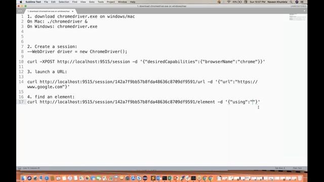 How to launch chrome using WebDriver APIs using CURL | Naveen AutomationLabs смотреть онлайн