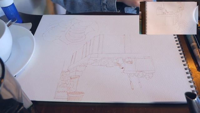 ☕ DRAW WITH ME // URBAN SKETCH // CAFE ART (with relaxing bossa nova music) смотреть онлайн