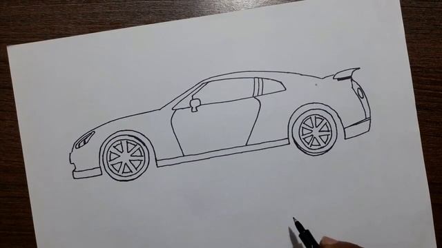 Drawing a Nissan GT-R. смотреть онлайн