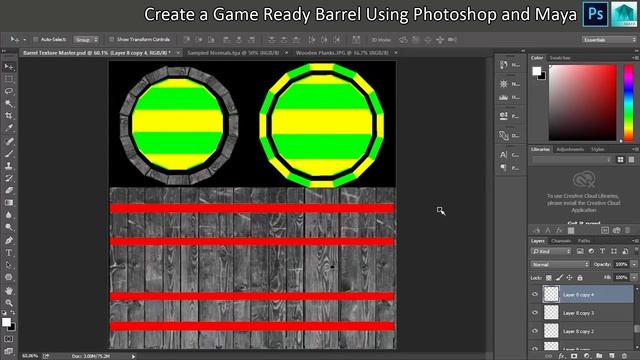 #6 Creating PBR Texture Maps In Photoshop - Maya High Poly To Low Poly Tutorial