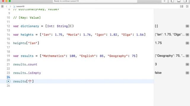 Основы Swift / Урок 10 / Словари