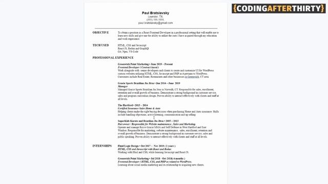 Web Developer Resume I used to get my first job and what I would do differently. смотреть онлайн