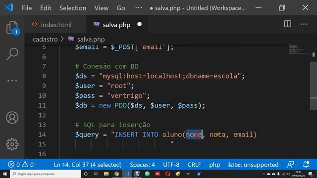 PHP Aula 13 - Inserção e listagem em BD - Parte 2 - Realizando inserção смотреть онлайн
