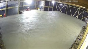 Фундамент УШП. Прием бетона и шлифование затирочной машиной (вертолет) в тепляке.