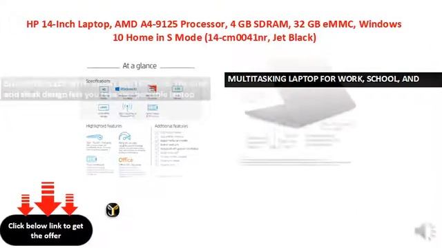 HP 14-Inch Laptop, AMD A4-9125 Processor, 4 GB SDRAM, 32 GB смотреть онлайн