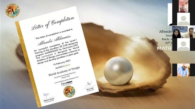 WORLD ACADEMY OF DESIGN awards Certificates to MATRIXGOLD Designers of Level 1 & 2, on 13 Feb 2021 смотреть онлайн