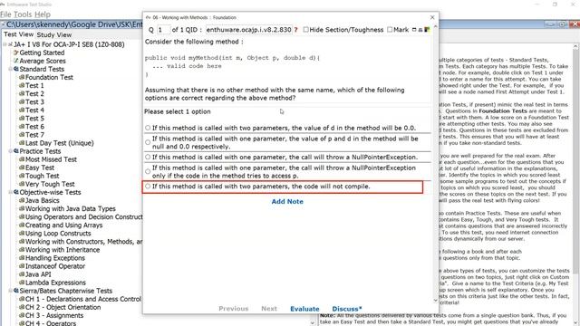 A method that specifies 3 parameters expects 3 arguments. (enthuware.ocajp.i.v8.2.830) смотреть онлайн