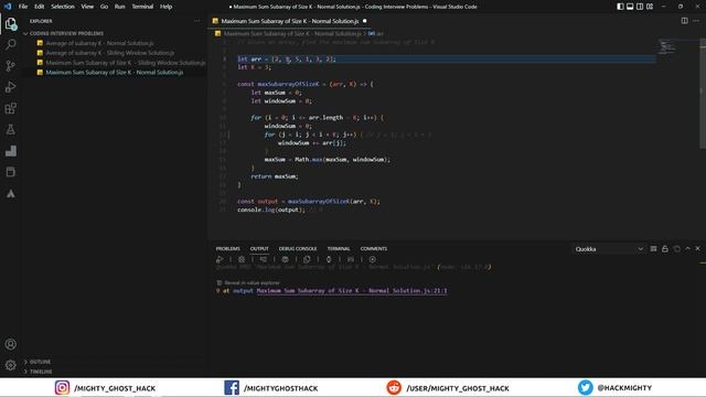 Find the maximum sum of any contiguous subarray with size K смотреть онлайн