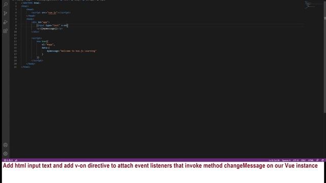 VueJS object binding to div and learn v-on listener using text field - 02 смотреть онлайн