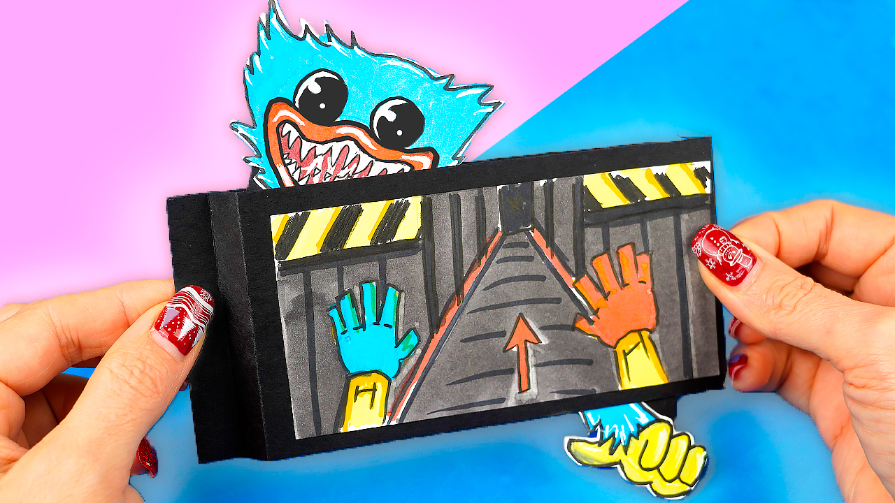 Как сделать фокус с ХАГГИ ВАГГИ из игры Poppy playtime из бумаги Лайфхаки для школы на Поделки Самод смотреть онлайн