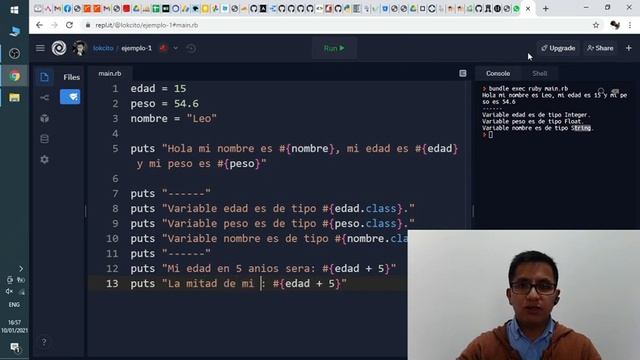 Curso Ruby Cap. 1 : Declaración de variables: Integer, Float, String смотреть онлайн