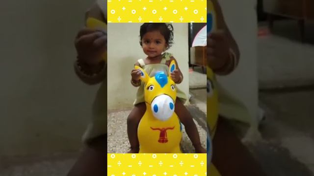 My first ride on toy horse | Cute little girl so excited in riding horse toy смотреть онлайн