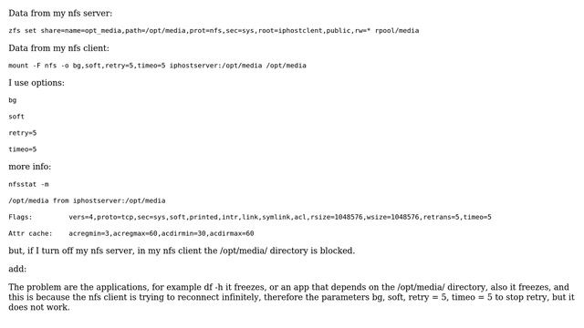 Unix & Linux: Stop broken NFS mounts from locking a directory in solaris 11.3? смотреть онлайн