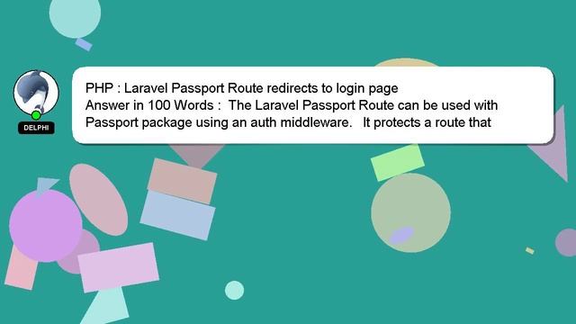 PHP : Laravel Passport Route redirects to login page смотреть онлайн
