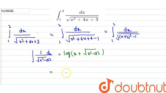 `int_(1)^(2)(dx)/(sqrt(x^(2)+4x+3))` смотреть онлайн