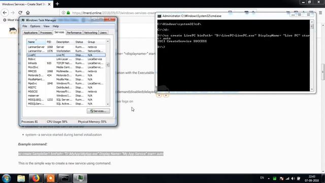 Windows Service - Command to Create Start Stop and Delete смотреть онлайн