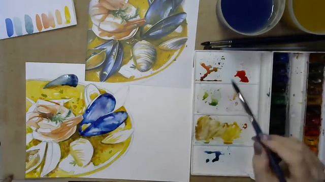 Акварельный скетчинг. Суп Буйабес.Прямая трансляция смотреть онлайн