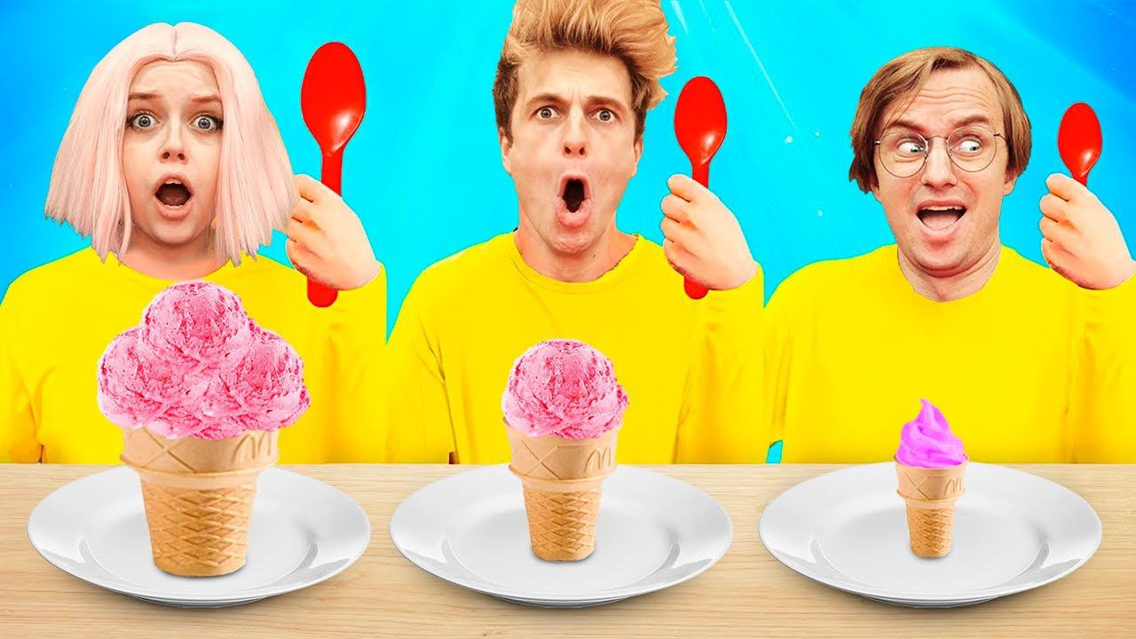 ✅БОЛЬШОЕ, СРЕДНЕЕ или МАЛЕНЬКОЕ МОРОЖЕННОЕИнтересный челлендж для друзей ! смотреть онлайн