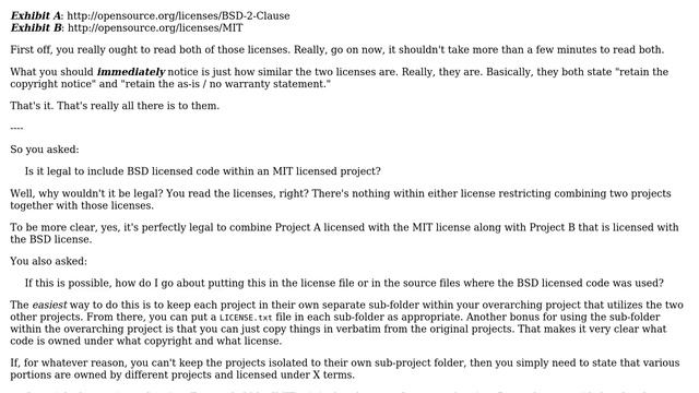Software Engineering: Is it legal to include BSD licensed code within an MIT licensed project? смотреть онлайн