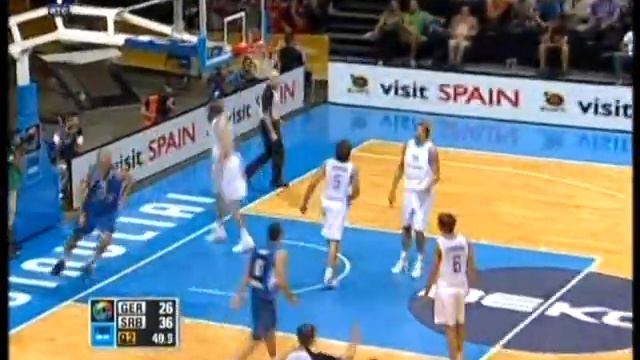 Milos Teodosic no look assist to Macvan (Serbia Germany Eurobasket 2011) смотреть онлайн