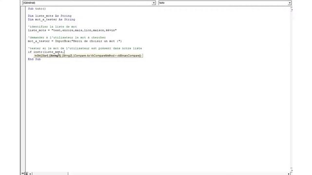 VBA Tester si un mot apparait dans une liste avec instr смотреть онлайн