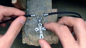 Шнурок для крестика (Гайтан) кожаный с серебряной застежкой SHS3502 | Тест кожаного шнурка